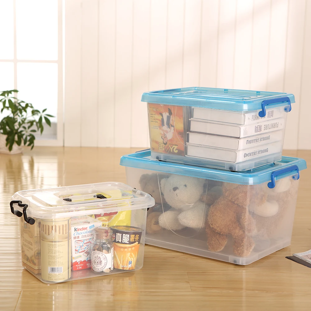 52L Transparent Plastic Storage Box With Wheels
