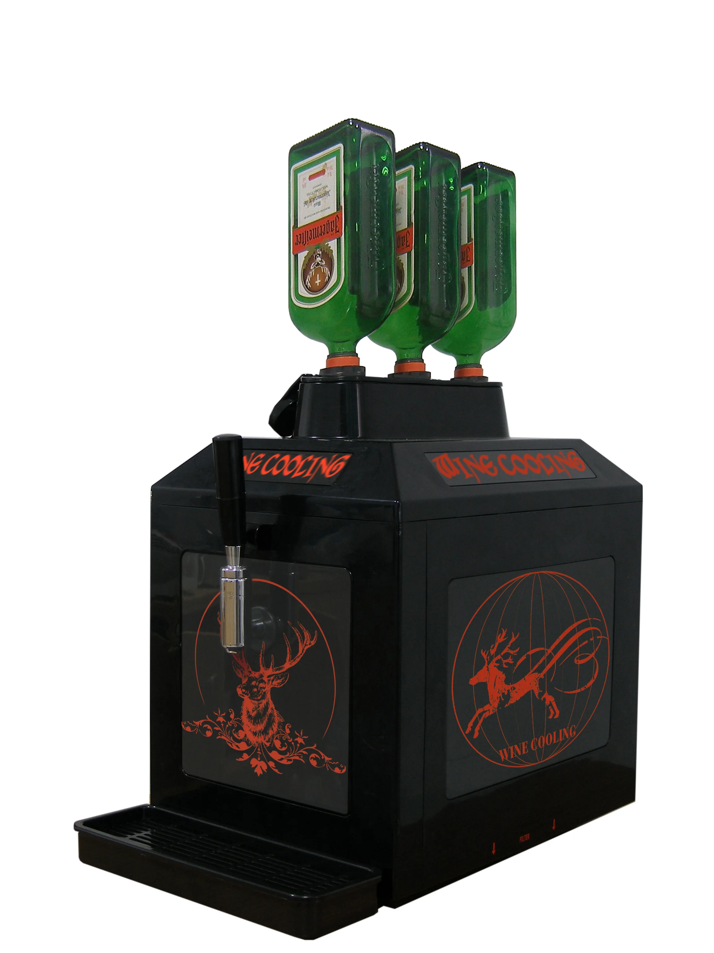 Two Bottle Alcohol Cooling Tap Metal Bar Sake Vending Machine Cup Led