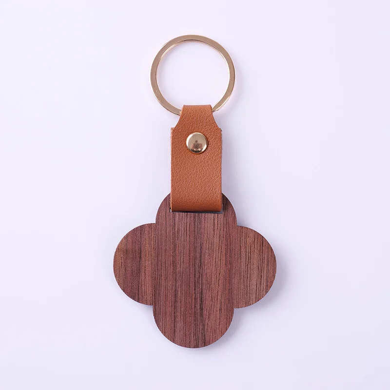 product custom logo laser cut out 3d wooden keychain holder stainless steel and pu plastic with blank wood pvc and metal keychains-4