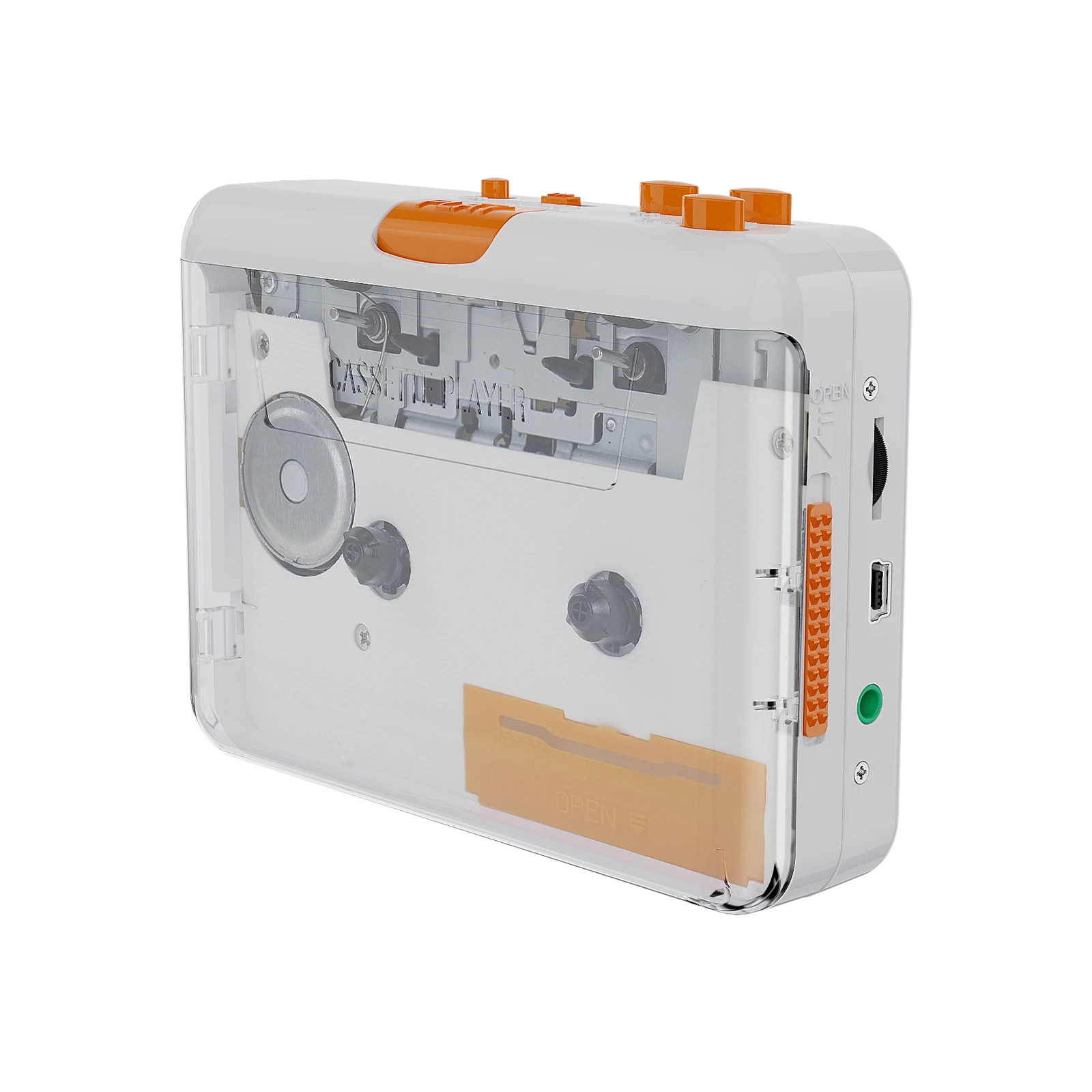Ezcap218P USB Cassette Converter Tape to MP3 Portable Super USB Cassette Capture Converter Transparent Walkman Cassette Player