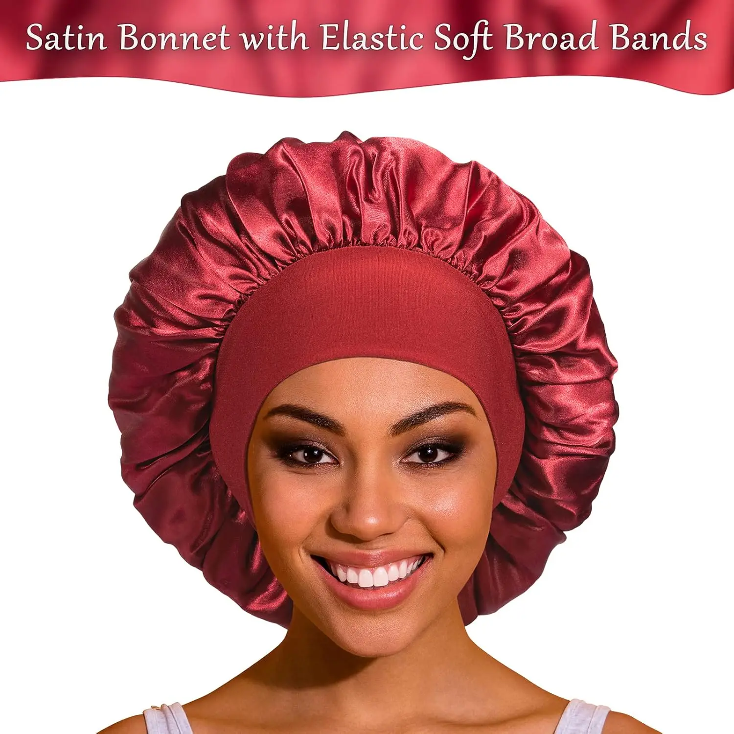 Hot Sale Satin Bonnet Silk Bonnet with Tie Band for Curly Hair Hair Bonnet  Silk Hair Wrap for Sleeping Night Sleep Cap for Women