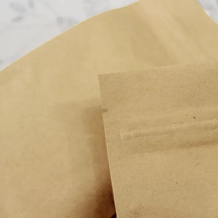 Resealable Custom Printed Packaging Coffee Tea Doypack Zipper Stand up Pouch Brown Kraft Paper Bags With Clear Window