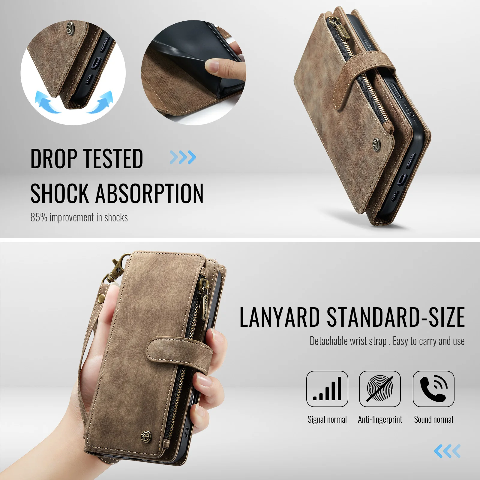 10 Card Slots Stand Magnetic Polyurethane Flip Leather Wallet Phone Case, Suitable For IPhone 17 Air_voghion.com