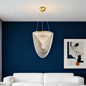 JACKSUN Luxury Modern Pendant Lamp Living Room  Chandelier for Home Dining Bedroom Golden Crystal Chandelier