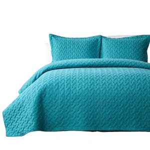 100% Polyester Microfiber Embroidery Bedspread Solid Color