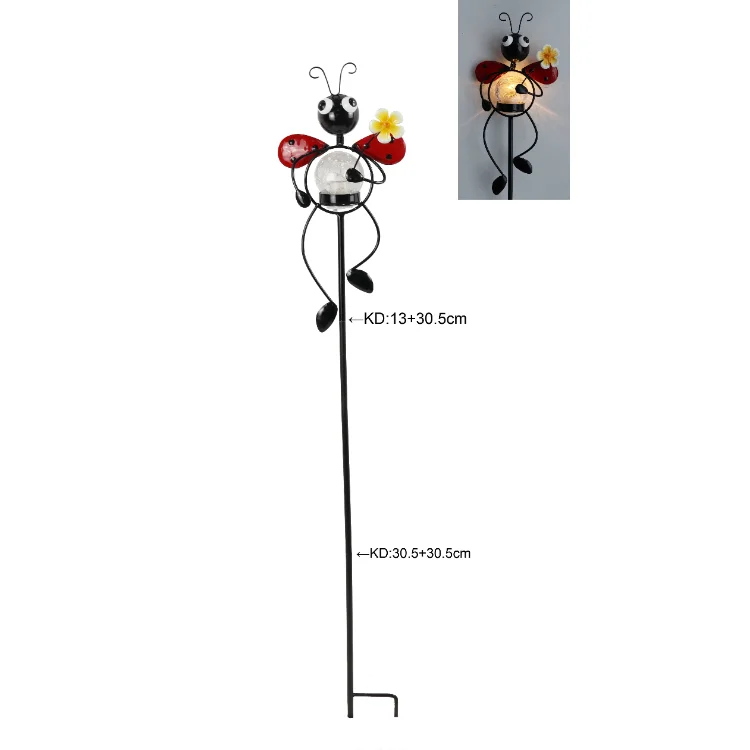 Solar Plug In Globe Light  Metal Bee Stake For  Pathway Patio Yard