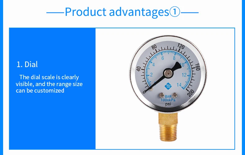 Water Digital Gauges Cheap Price High Quality 0-200 Psi 0-14 Bar 1/8 Npt 40mm Radial Pressure Gauge
