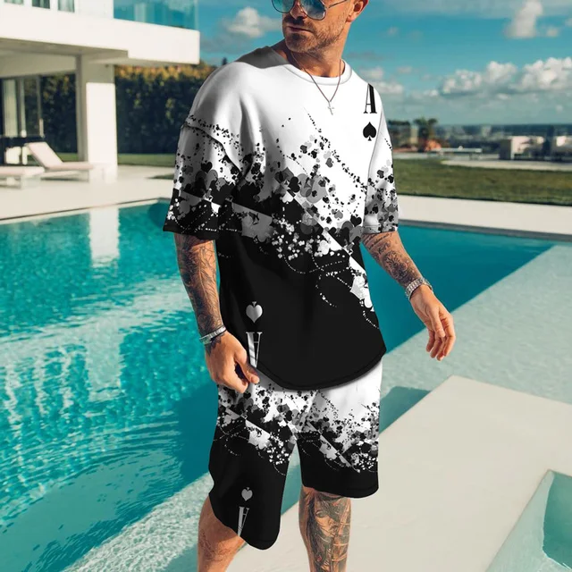 2023 Newest Men T Shirt Set 3D Print Cool Men's Clothes Outfits Casual Beach Shorts Suit Street Popular Tracksuit 2222_voghion.com