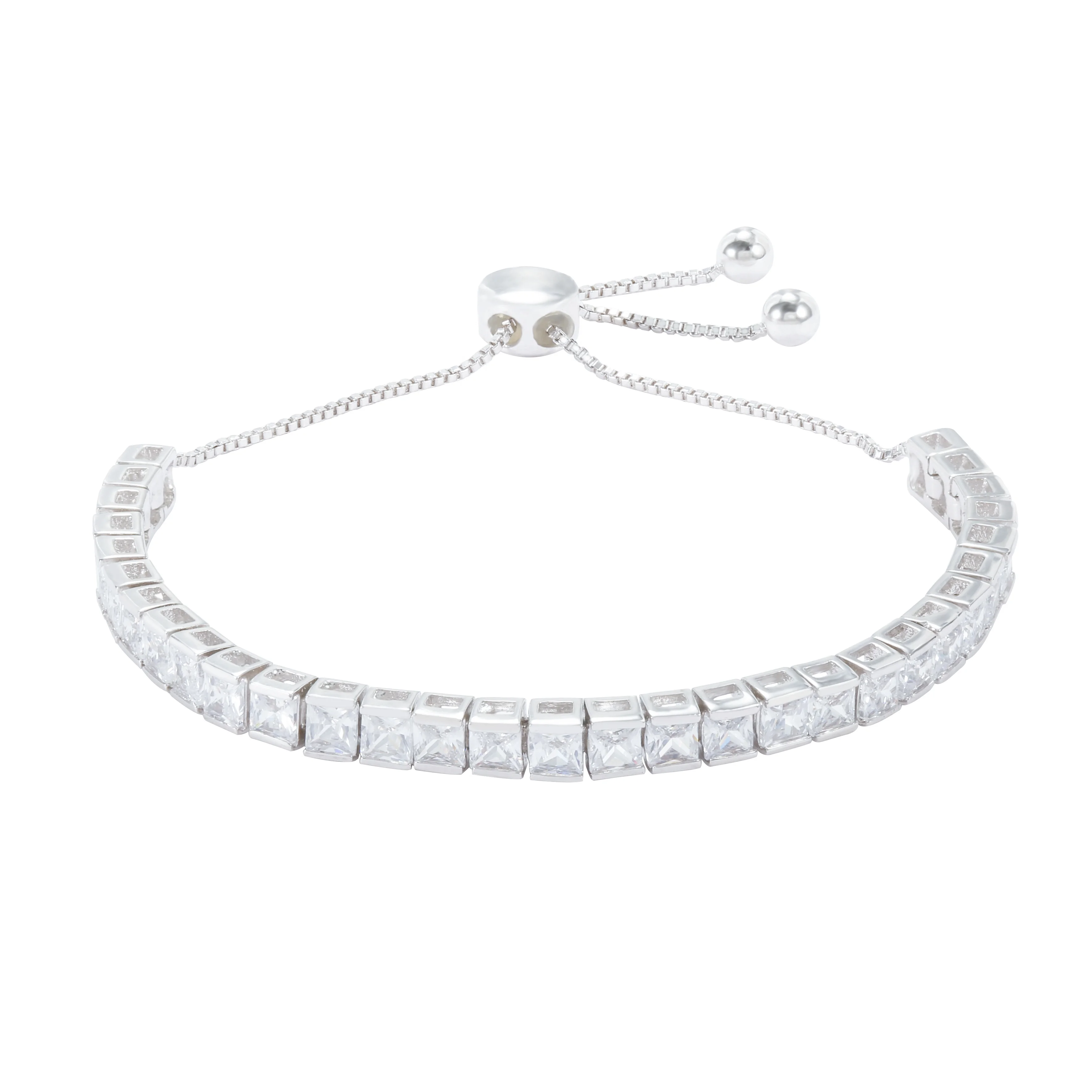 S925 Tennis Bracelet with Sparking Cubic Zirconia Adjustable Bracelet for Women Silver Tennis Bracelet