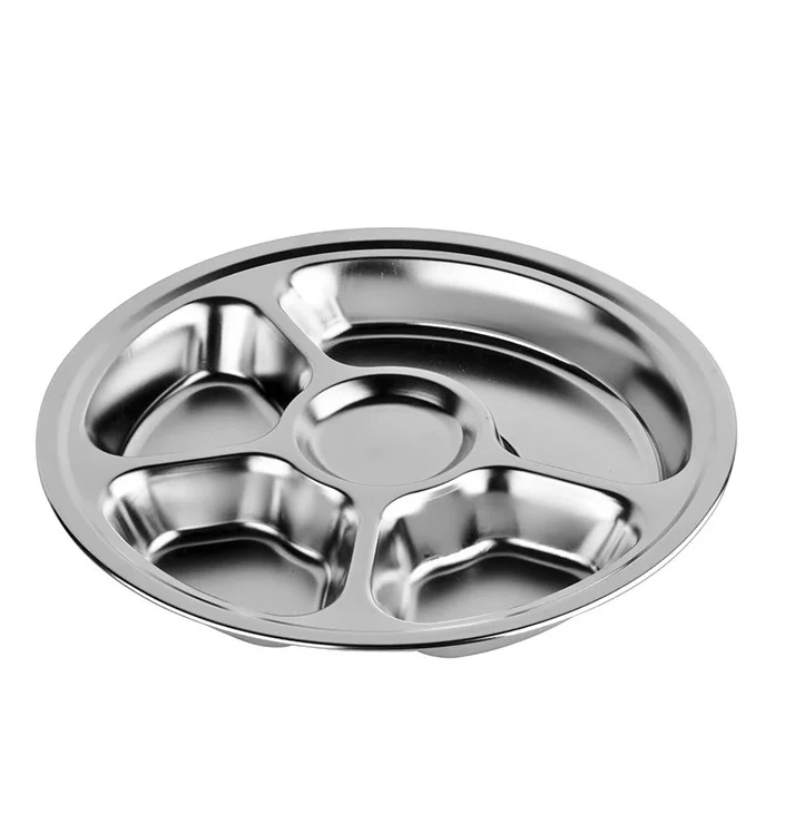 Sus 304 Stainless Steel 5 Compartments Section 28cm(11.02") Round