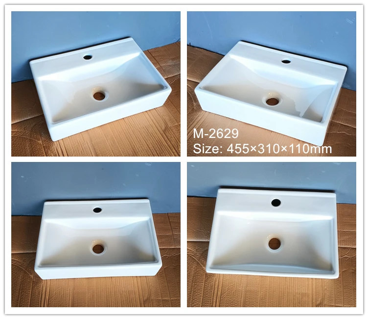 Cheap Bathroom Ceramic Top Rectangular Vanity Hand Wash Basin for Hotel Bathroom Sink