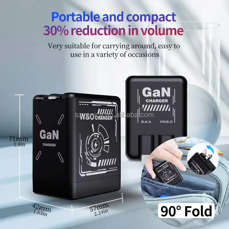 120W USB-C PD GaN Fast Charger With Retractable Type C Charging Cable EU/US/UK Plug for Samsung Quick Charge Power Adapter