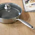 Supplying wholesale non stick pan fry pans with glass lid full honeycomb bottom for cooking