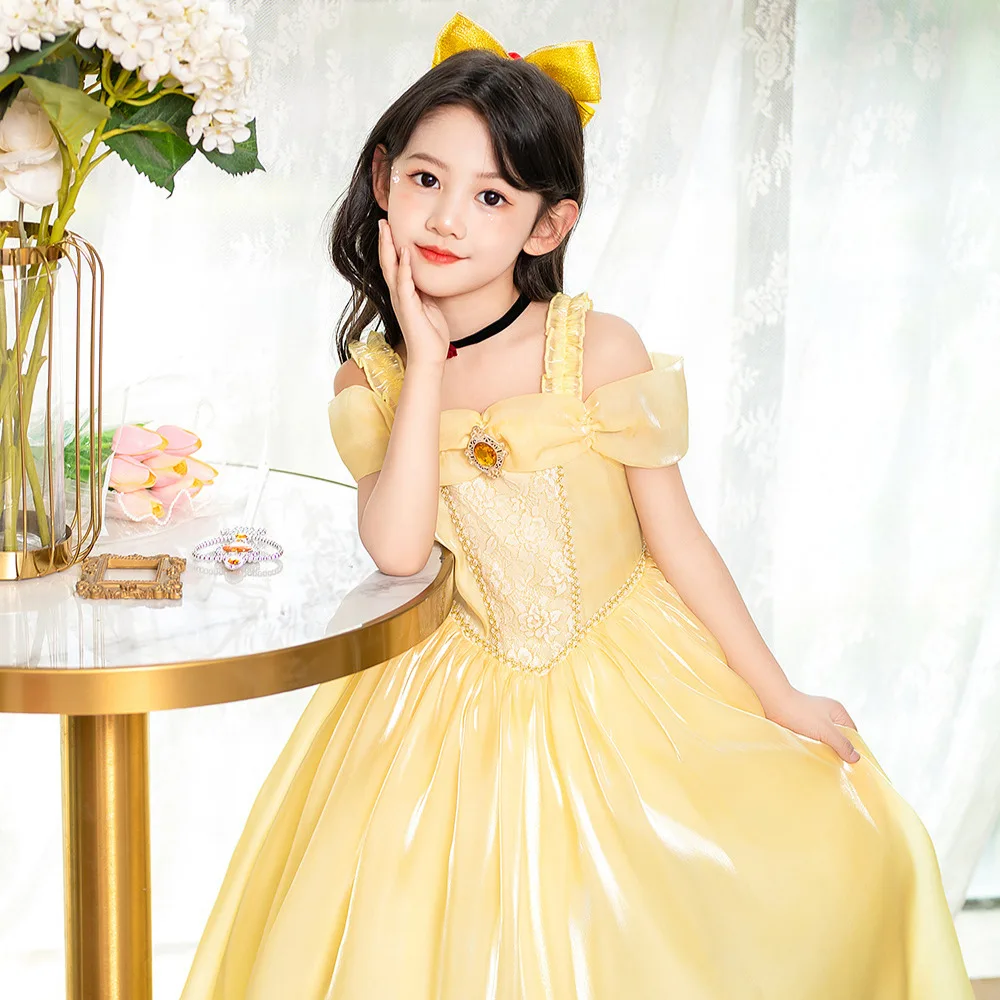 open lace back dress Disney Princess Deluxe Belle Beauty and the Beast Gold Rose Tutu Dress   EverAfterTutuCo