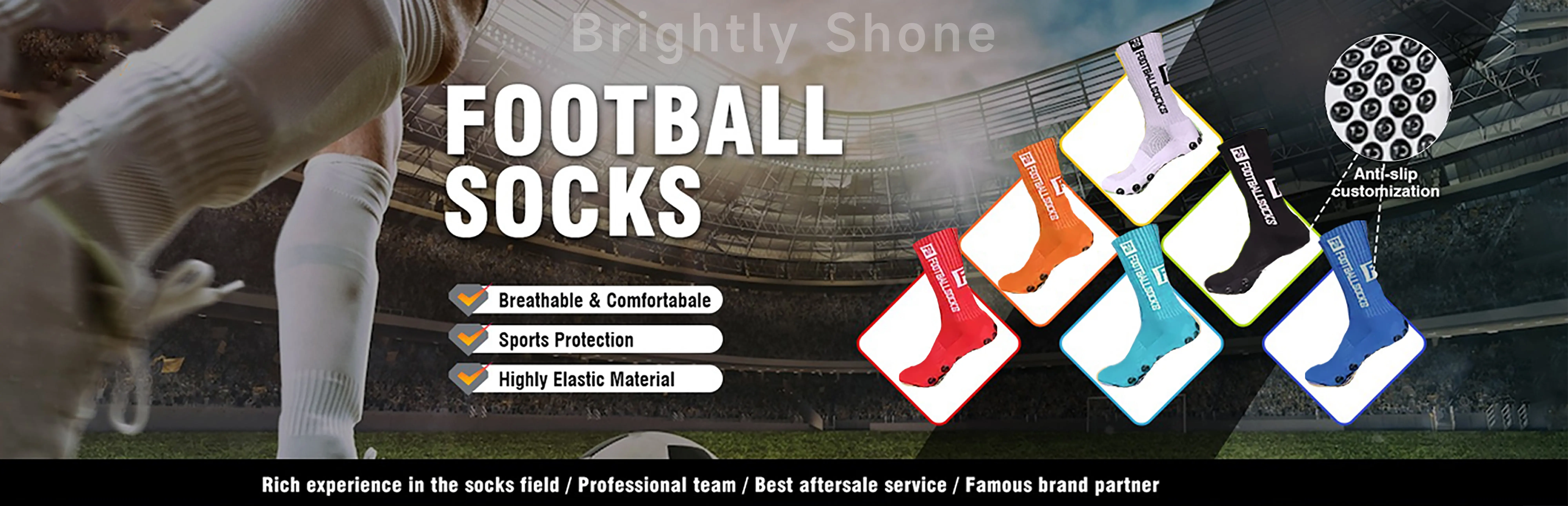 Anti Slip Men Compression Football Socks Custom Unisex Grip Crew Soccer ...