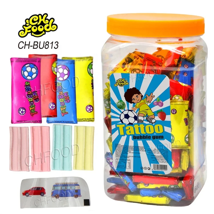 Tattoo Bubble Gum Fruit Flavor Chewing Gum Candy Sweets Wholesale and OEM
