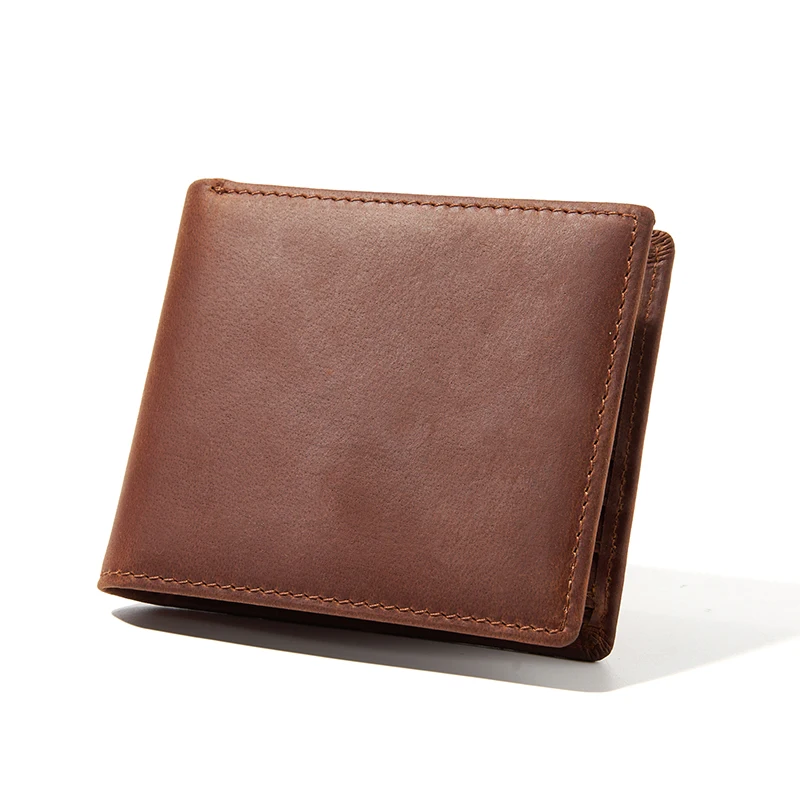 BigPlayer Leather Card Holder For Men - Slim Genuine Leather Wallet, Brown, Compact & Stylish