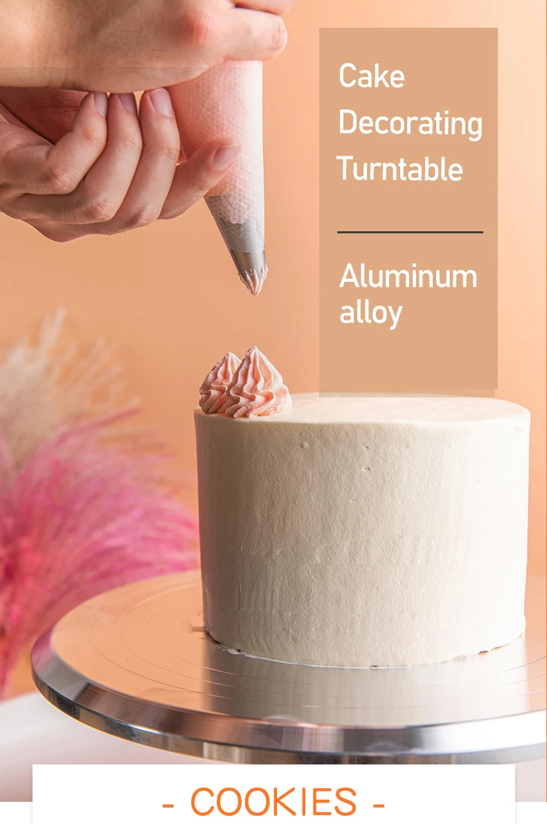 Rotating Cake Turntable 12inch Cake Decorating Turntable for Cakes and Desserts Aluminum Alloy Construction with Smooth Bearing