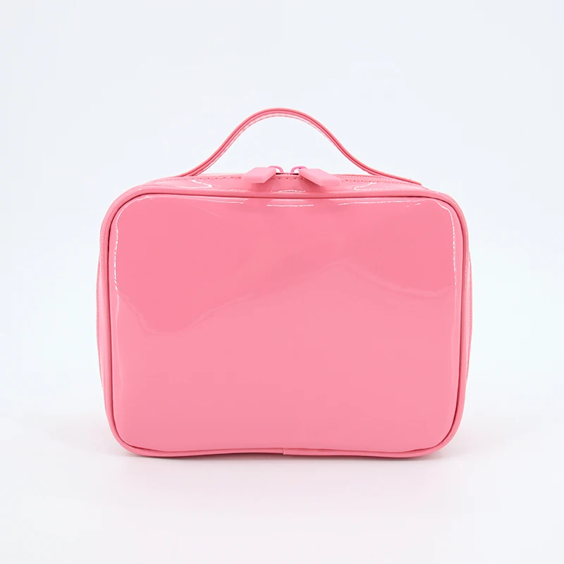 Tilpassede logo kosmetikkposer PU vannavvisende sminkoppholdsposen Reise damer toalettartikler kosmetikkpose med håndtak
