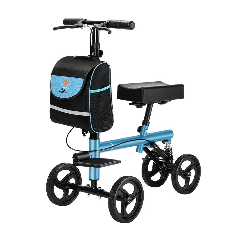 Rehabilitation Standing Walker & Rollator with Scooter Wheel Walking Aids Equipment for Broken Leg & Knee Injury
