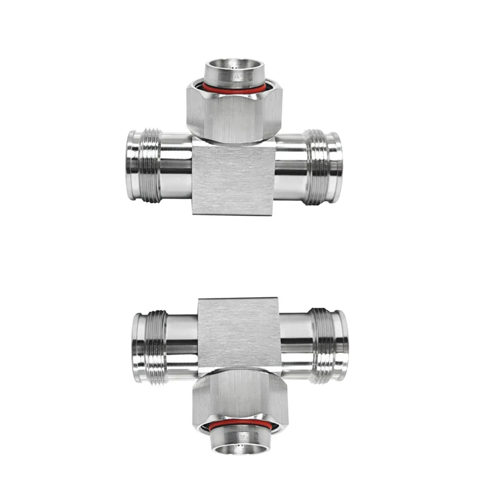 RF Coaxial Adaptor 4.3-10 Mini Din Male Plug T Type RF Coaxial Connector Female Jack to Female Jack Coax Adapter