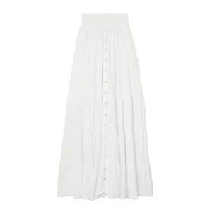 Clothing Manufacturer Custom Spring Summer White High Waist Stretch Elegant Casual Women Maxi Skirt