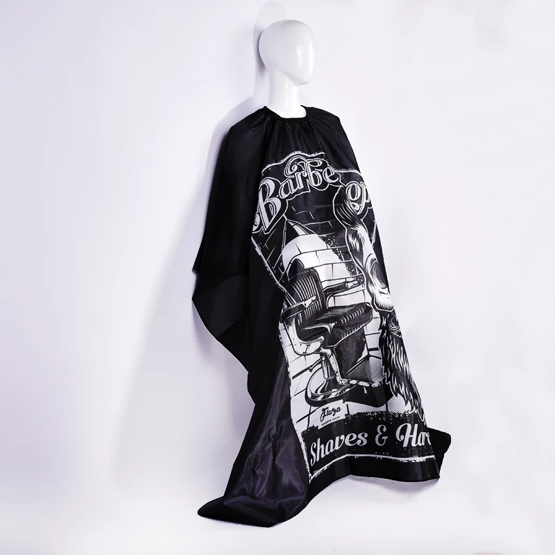 Wholesale Waterproof Black Color Polyester Hair Barber Capes With Designs Printed Salon Cape