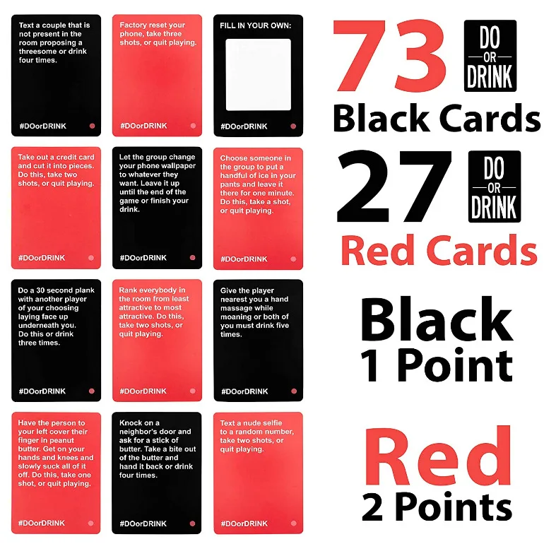 
 Играйте в карточку для вечеринки «Do or Drink», подходит для колледжа, кемпинга и веселых взрослой сумасшедшей питьевой карты  