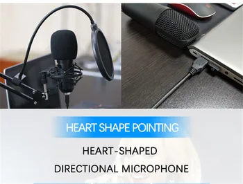 Microphone USB Mic BM800 Black Condenser Microphone With Scissor Stand Filter for Laptop Smartphone Sound Card Free product image