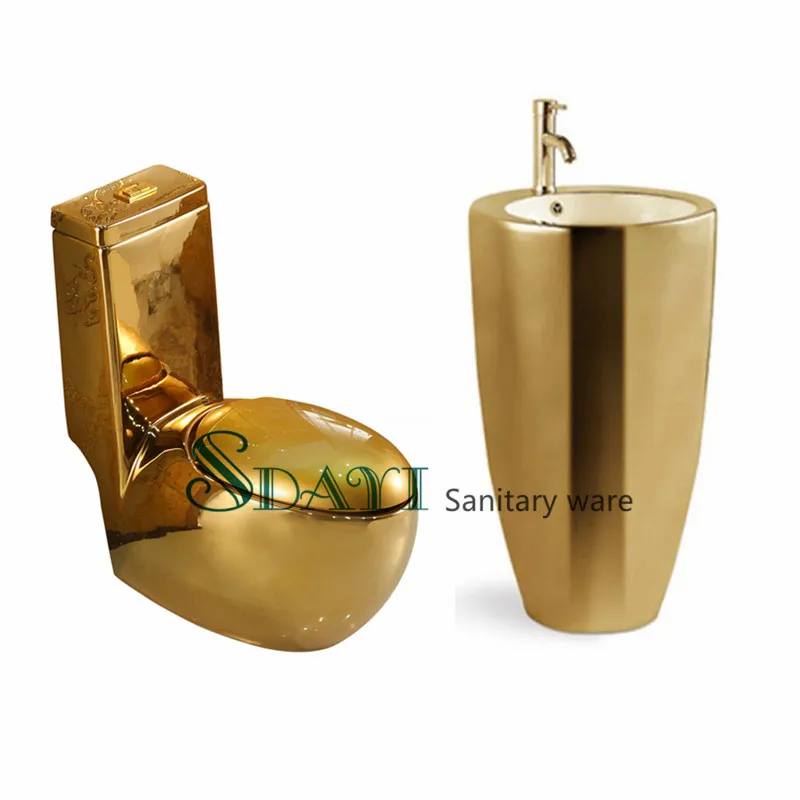 Bathroom Ceramic One Piece Washdown Gold Pattern Diamond Shape Toilet with  Water Fittings - China One Piece Toilet, Toilet