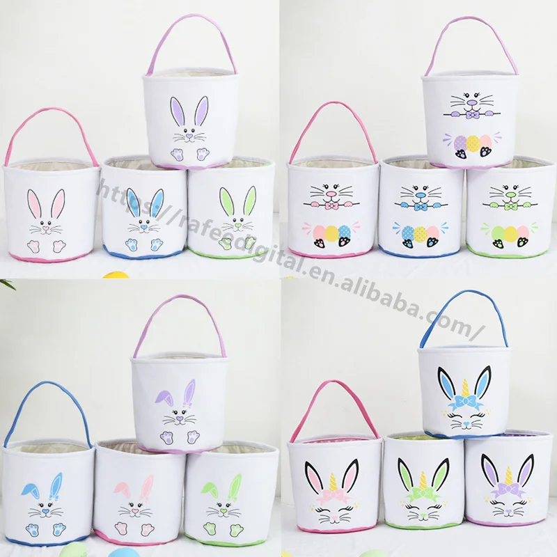 Wholesale 2023 Diy Personalized Girls Kids Gift Blank Sublimation Tote Canvas Linen Bag Easter