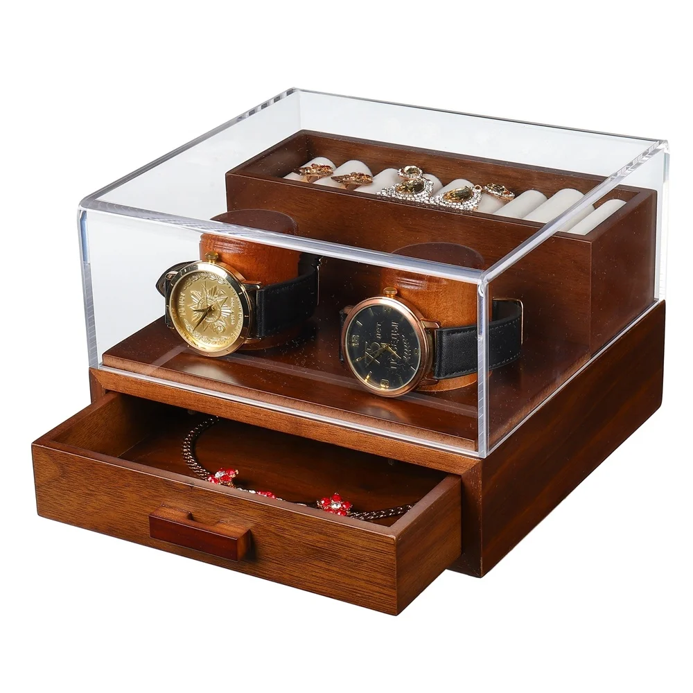 ODM/ OEM Handmade Custom Logo Men Jewelry Display Storage Holder Wood Watch Case Box