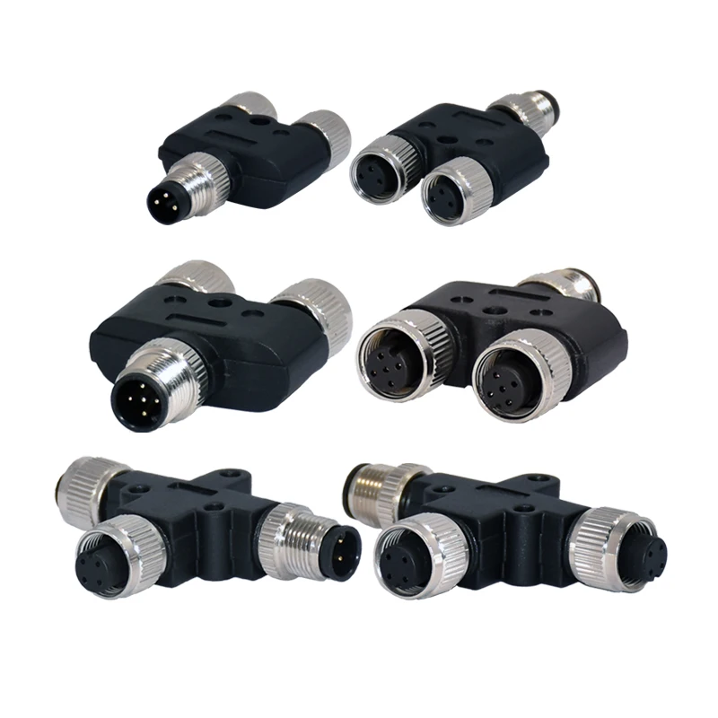 M12 T Y Type Assembly Molded Connector 3 4 5 8 12 17 Pin Male Female Plug Socket M12 Waterproof Connectors
