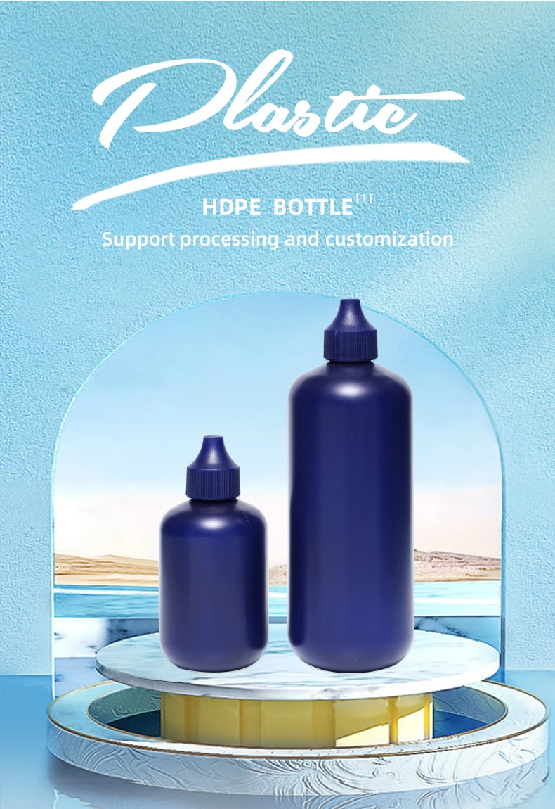 Wholesale Empty Blue 50ml 100ml 250ml HDPE Plastic Dropper Bottle Hair Dye to Remove Paint Ink Pigment Extrusion Bottle