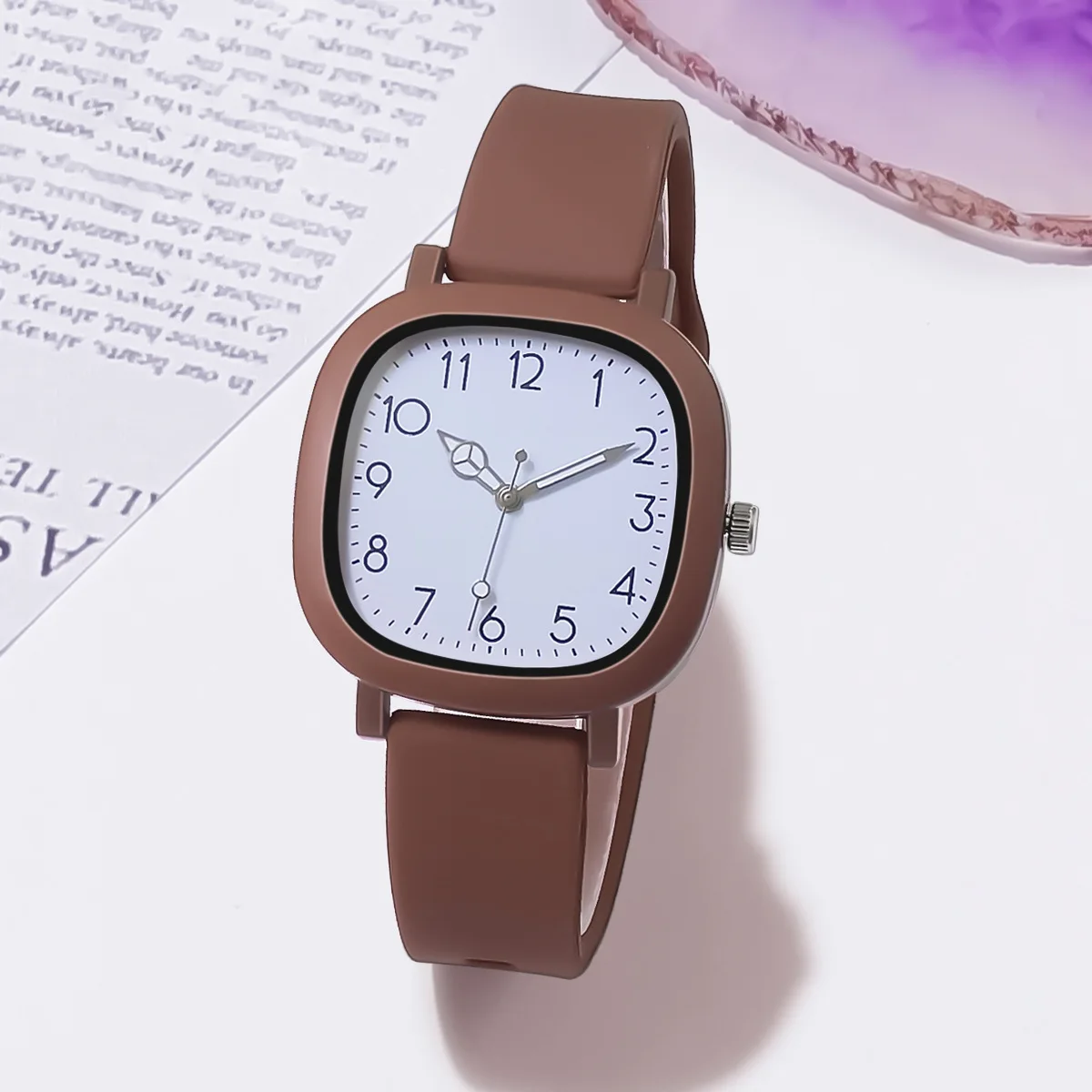 Women\'s Brown Analog Quartz Fashion Silicone Crosshair Unisex Jelly Wrist Watch Fashion Jelly Silicone Strap Sport Quartz Analog Womens Girl  main image 2