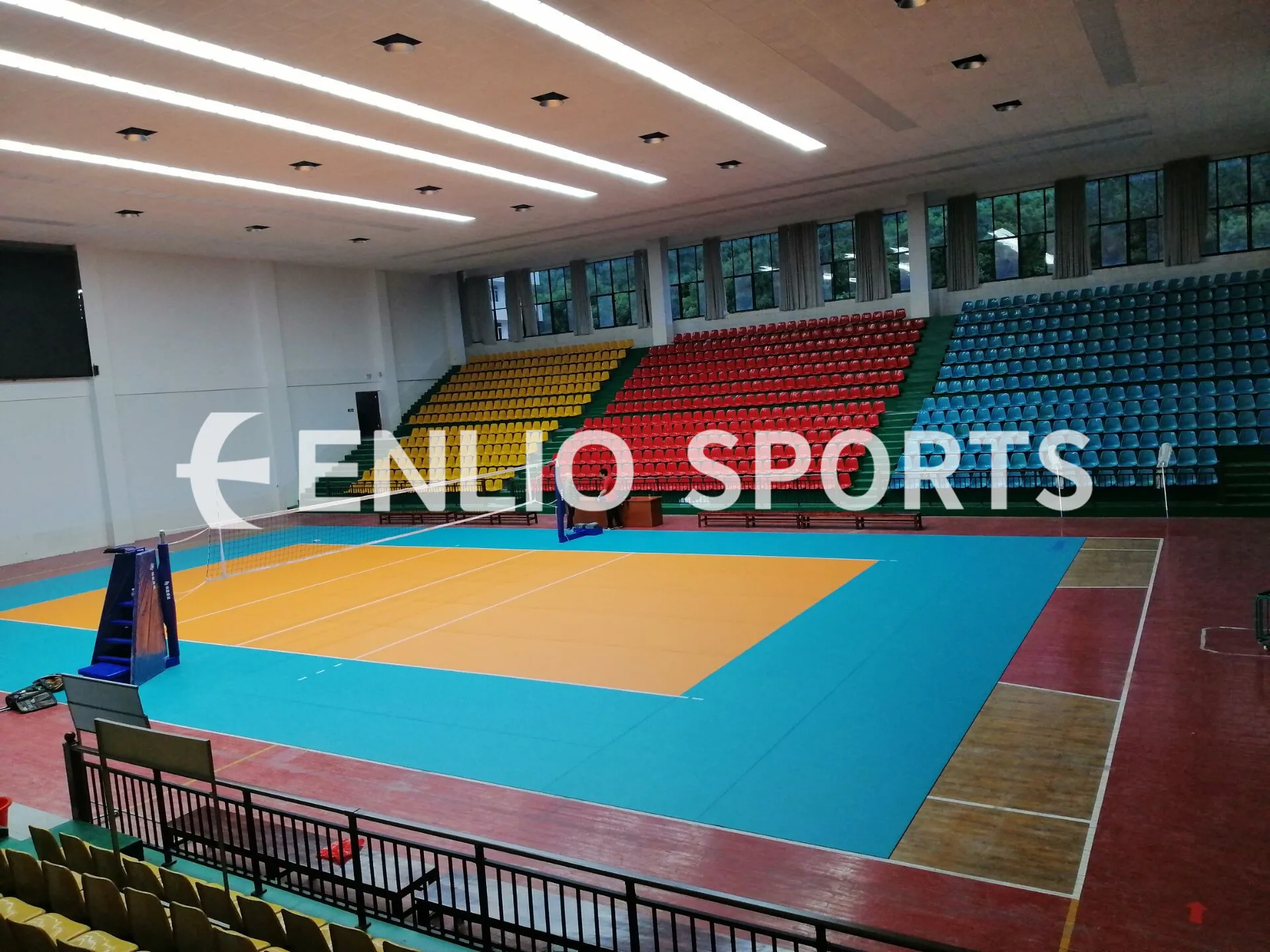 Enlio FIVB Approved Rain Drop Surface Professional PVC Flooring for Volleyball Indoor Carpet Sports Flooring