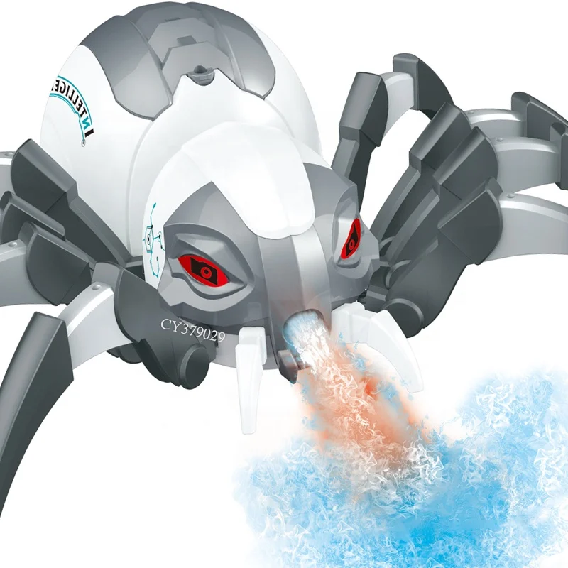 Simulation Toy Animal Remote Control Mechanical Spray Spider With Light and Sound