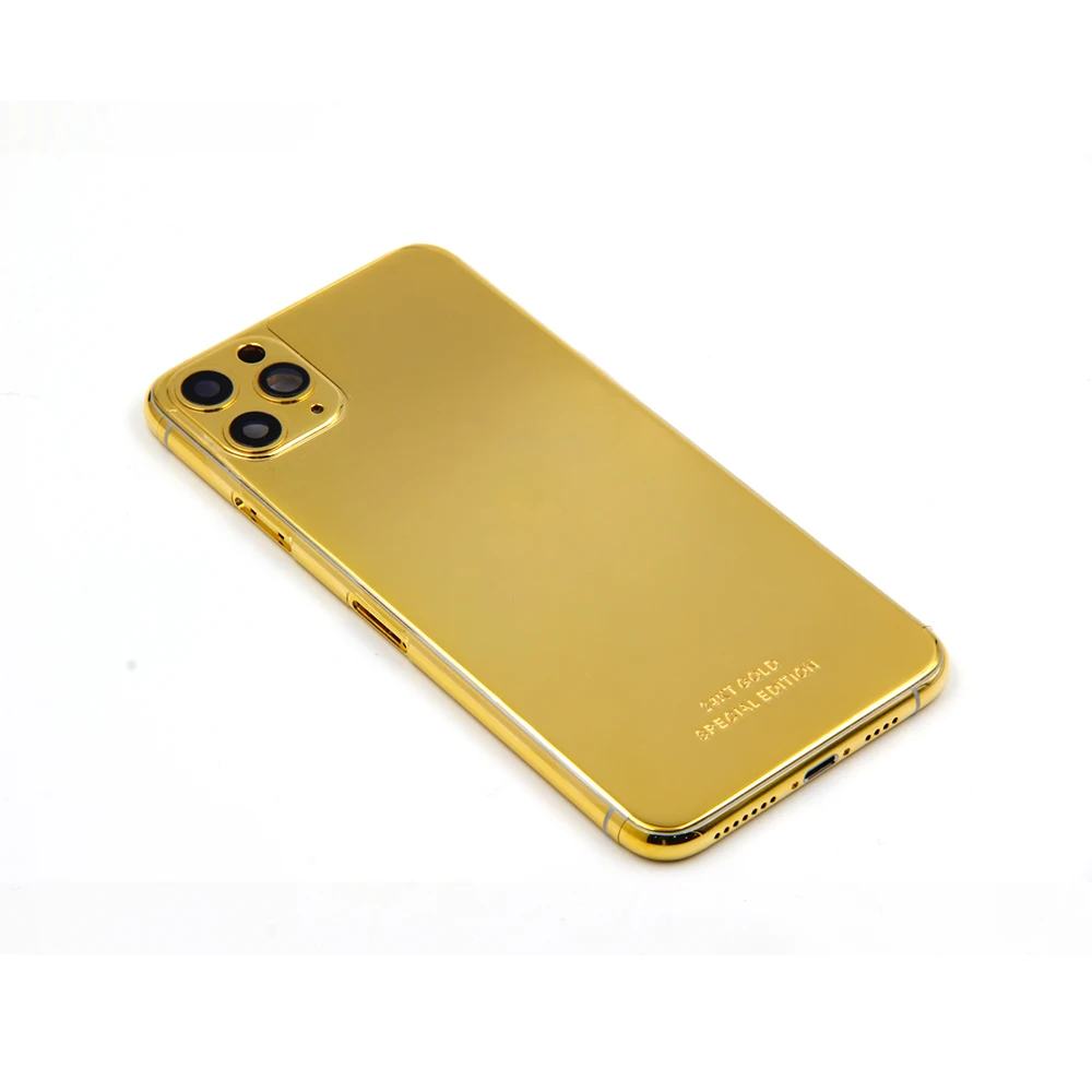 For Iphone 11 Pro Max 24k Gold Plated Housing Replacement Cover For Apple Phone Back Cover Luxury Unique Customized Design Buy 24kt Gold Housing For Iphone 11 Pro Pro Max Replacement Housing