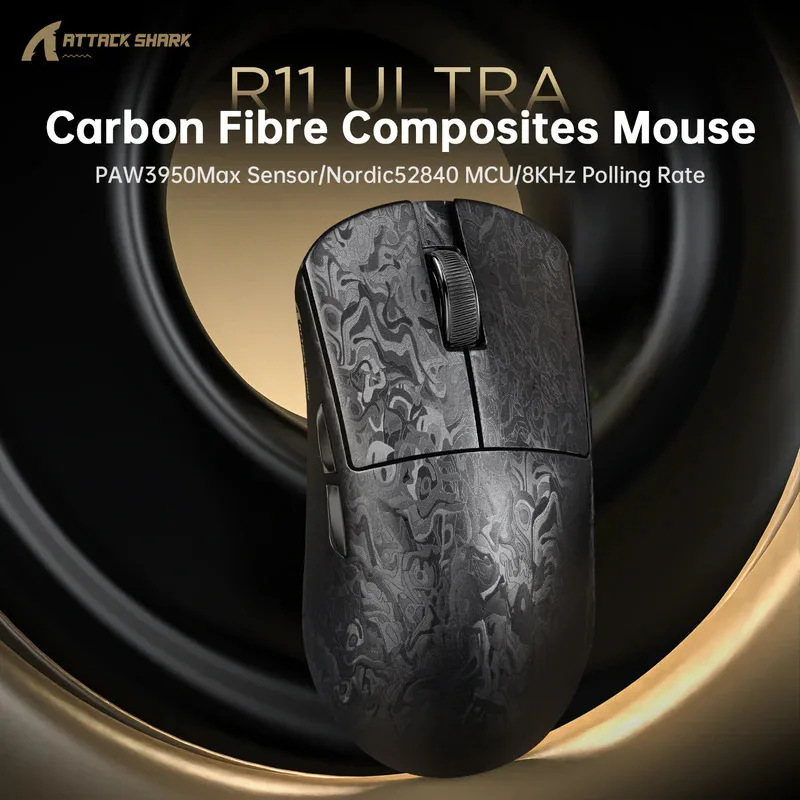 R11-ULTRA ゲーミングマウス PAW3950MAX R11 ULTRA 8K Wireless Mouse | 49g Carbon Fiber Shell