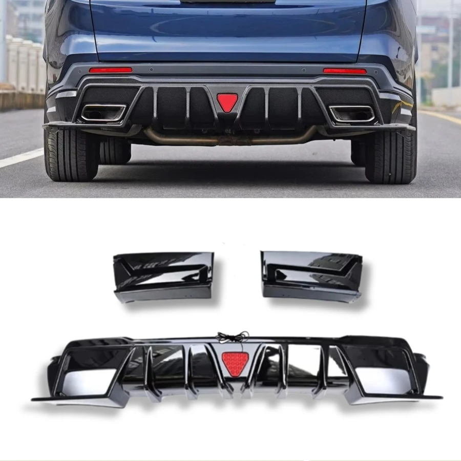 TIYPEOR Rear Bumper Diffuser Fits for Honda CR-V  2021 - 2022 CRV Gloss Black With LED 3PCS Rear Lip Spoiler Rear Valance