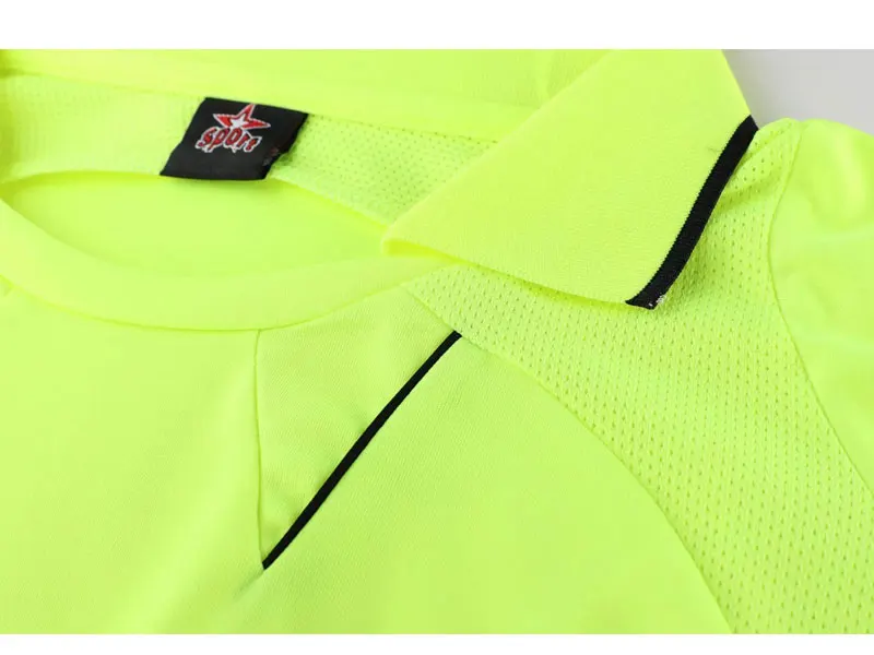 Men Referee Jersey Custom Wholesale Soccer Jersey Set Football Shirt Training Uniform Kit Card Pockets 100% Polyester Blank