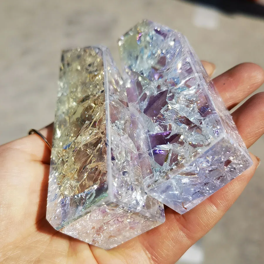 【高品質】エンジェルオーラクリアクォーツ エンジェルオーラクラック入り水晶 フリーフォーム 研磨済み