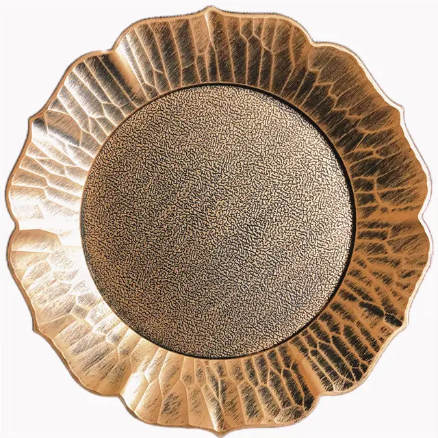 Wholesale Round Plastic Charger Plate, Eco-friendly Reusable Dinnerware Sets Tableware for Home Hotel Wedding Event Decoration