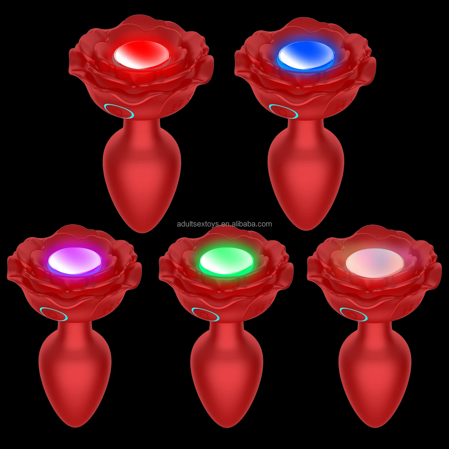 Ferngesteuerter Rosen-Vibrator LED Analplug Sexspielzeug mit 10  Vibrationsfrequenzen Silikon Leuchtender Analplug