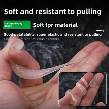 Luya T-Tail Worm Artificial Soft Bait 80mm Floating TPR Fish Bait for Bottom Fishing Catfish Jigbait Lure in 55mm Size – Soft Lure – view 4