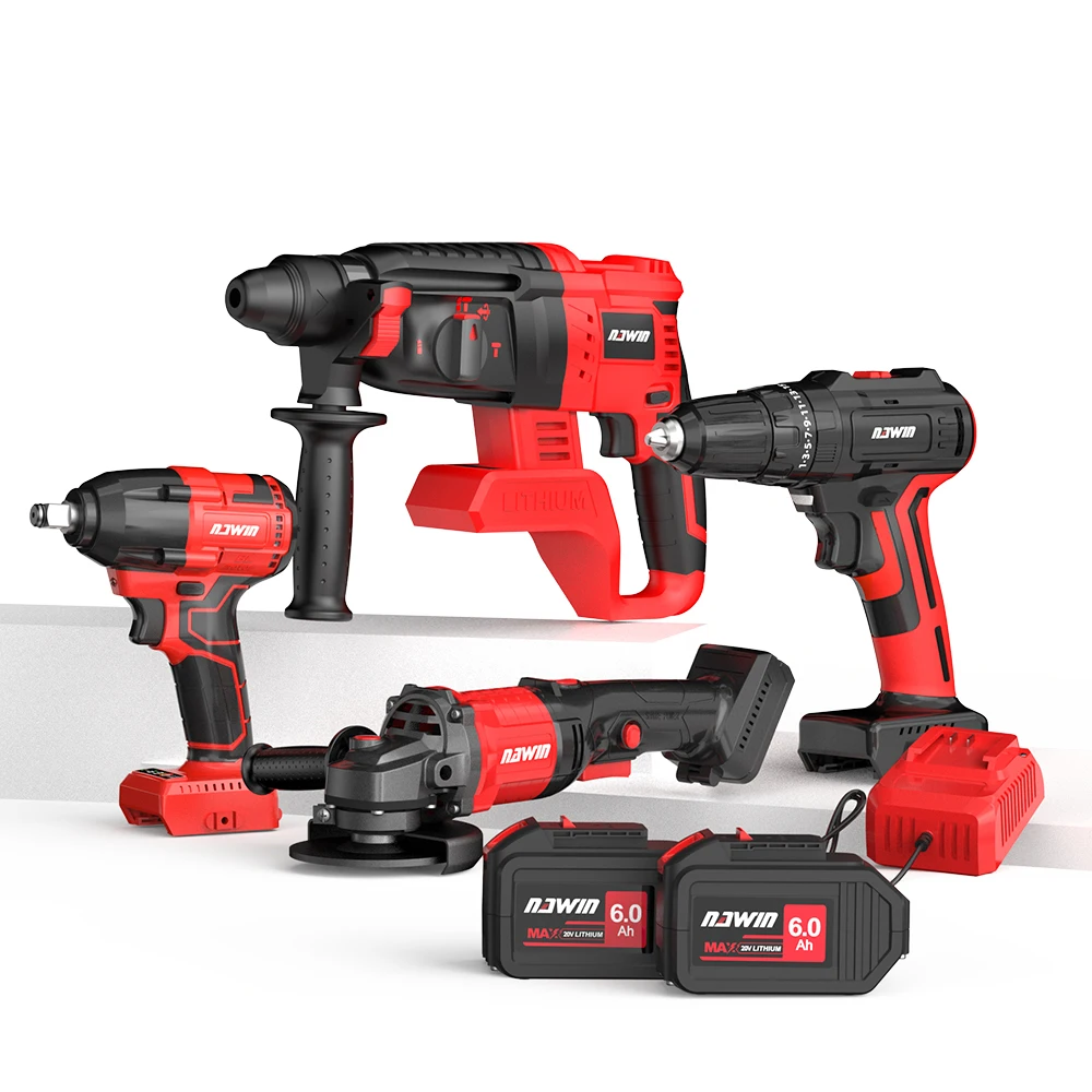 NAWIN Whole a Set of Tools Set Equipped With 6.0Ah Lithiumbattery Taladro Rotary Hammers Screwdriver for Dewalts