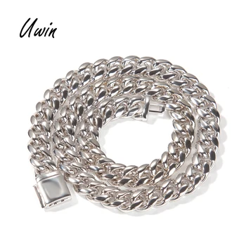 UWIN 925 Sterling Silver Material Miami Cuban Link Chains 12mm Cuban Necklace S925 Jewelry Luxury High-end Jewellery