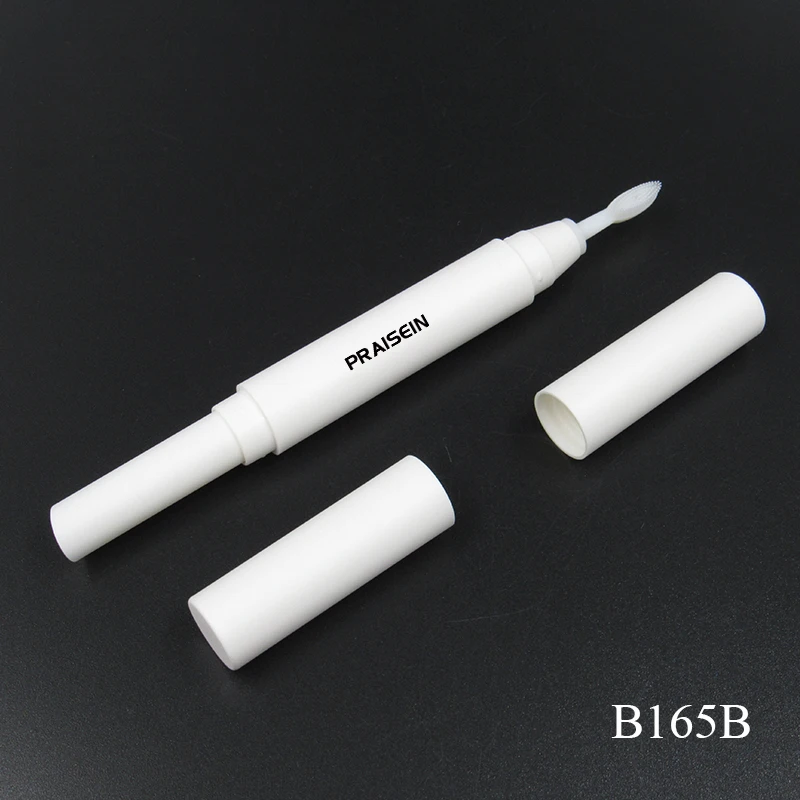 Praisein Wholesale Custom Plastic Eyebrow Styling Cream Tube with Brush 2 in 1 White Round Eyebrow Cream Packaging Tube