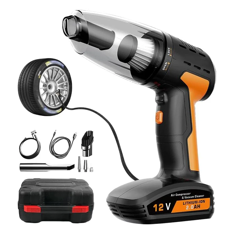 Беспроводной Автомобильный Пылесос Насос для шин воздушный компрессор с цифровым ЖК-дисплеем