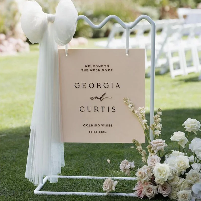 Custom Metal Frame Welcome Stand Sign Wedding Ceremony Welcome Sign Stand for Reception